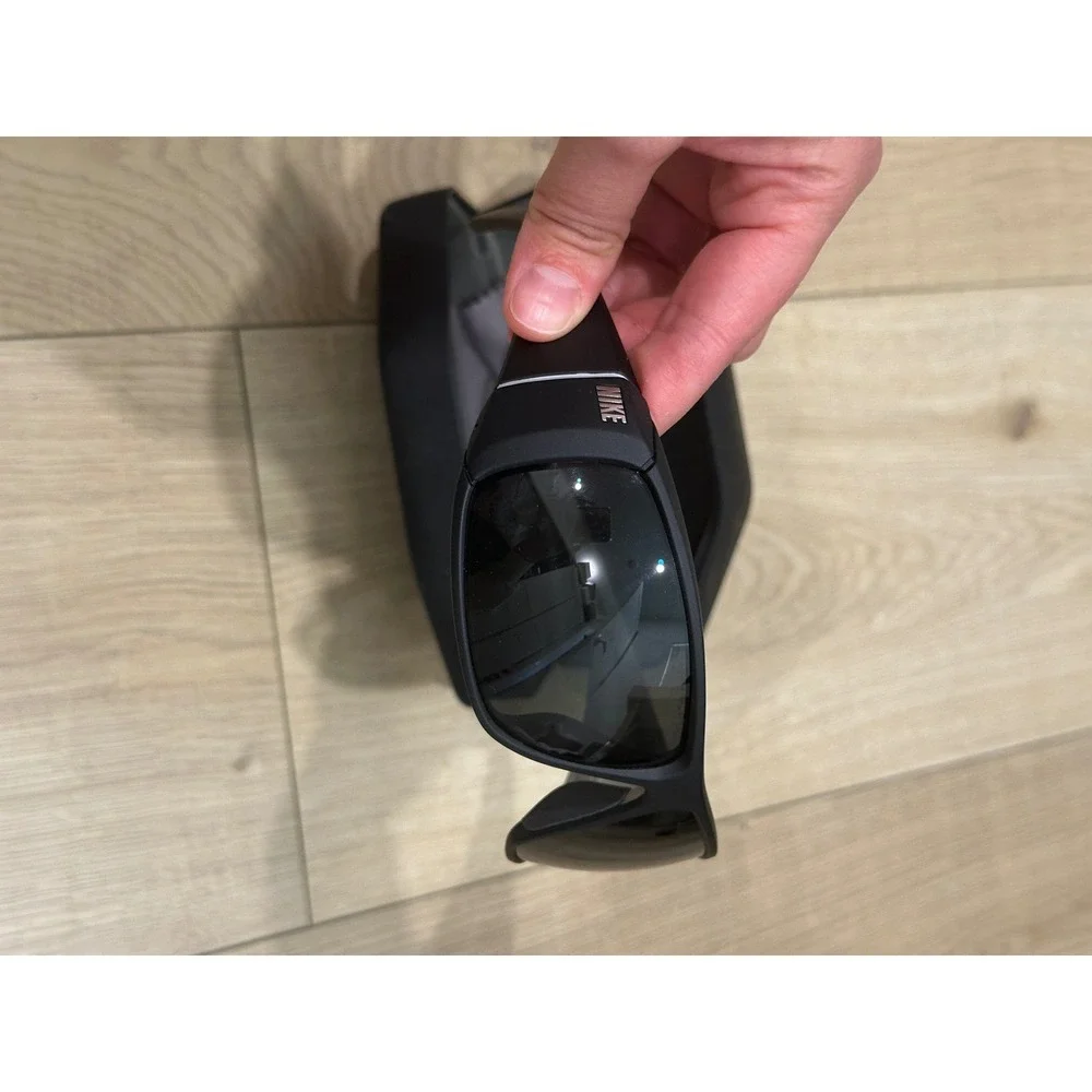 Nike Wrapstar EV0703 002 Polarized Sunglasses Matte Black Silver Mens Sport Wrap